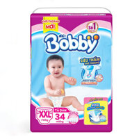 Bỉm - Tã dán Bobby Fresh Siêu Mỏng Size XXL 34 miếng (Trên 16Kg)