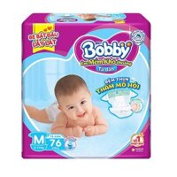 Bỉm - Tã dán Bobby Fresh Siêu Mỏng Size M - 76 miếng (Cho trẻ 6 - 10kg)