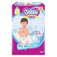 Bỉm tã dán Bobby siêu thấm size XL 62 miếng (12-17kg) (giao bao bì ngẫu nhiên)