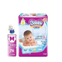 Bỉm tã dán Bobby siêu thấm size M 76 miếng (6-10kg) (giao bao bì ngẫu nhiên)