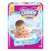 Bỉm tã dán Bobby siêu thấm size M 76 miếng (6-10kg)