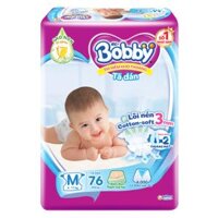 Bỉm tã dán Bobby siêu thấm size M 76 miếng (6-10kg) (giao bao bì ngẫu nhiên)