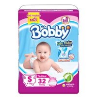 Bỉm - Tã dán Bobby size S 32 miếng (cho bé 4 - 7kg)