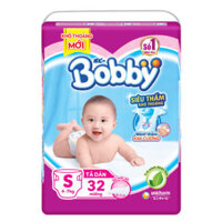 Bỉm – Tã dán Bobby size S 32 miếng (cho bé 4 – 7kg)