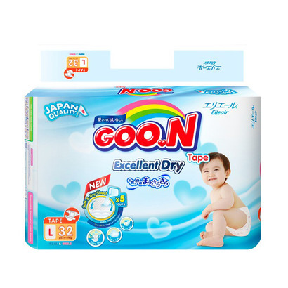 Bỉm-Tã dán Goo.N Jumbo Slim L32 (dành cho trẻ 9-14kg)