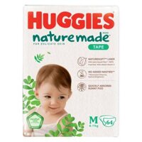 Bỉm tã dán Huggies Platinum Nature Made size M 64 miếng (6-11kg) (giao bao bì ngẫu nhiên)