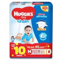 Bỉm – Tã dán Huggies size M – 76 miếng (Cho bé 6 – 11kg)