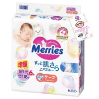 Bỉm - Tã dán Merries NewBorn 68 cộng 4 miếng (cho bé ~5kg)