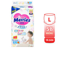 Bỉm – Tã dán Merries size L 58 nội địa thêm miếng (Cho bé 9 – 14kg)