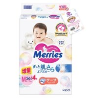 Bỉm Tã dán Merries size M 56+4 (cho bé 6-11kg)