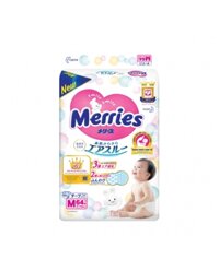 Bỉm tã dán Merries size M 64 miếng (6-11kg)