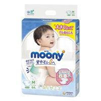 Bỉm - Tã dán Moony size M 64 miếng (6-11Kg)