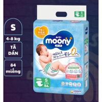 Bỉm - Tã dán Moony size S 84 miếng (4 - 8kg)-Hàng Công ty NK Chính hãng