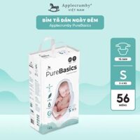 Bỉm tã dán ngày đêm Applecrumby Purebasics Diapers Tape size S – 54+2 miếng (3-6kg)