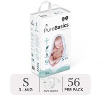 Bỉm tã dán ngày đêm Applecrumby Purebasics Diapers Tape size S – 54+2 miếng (3-6kg)
