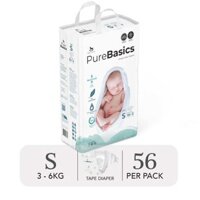 Bỉm tã dán ngày đêm Applecrumby Purebasics Diapers Tape size S – 54+2 miếng (3-6kg)