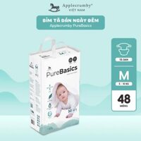 Bỉm tã dán ngày đêm Applecrumby Purebasics Diapers Tape size M – 46+2 miếng (5-10kg)