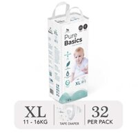 Bỉm tã dán ngày đêm Applecrumby Purebasics Diapers Tape size XL – 30+2 miếng (11-16kg)