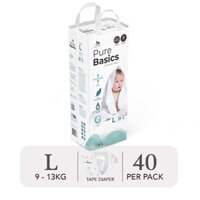 Bỉm tã dán ngày đêm Applecrumby Purebasics Diapers Tape size L – 38+2 miếng (9-13kg)
