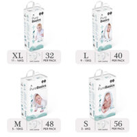 Bỉm tã dán ngày đêm Applecrumby Purebasics Diapers Tape size S – 54+2 miếng (3-6kg)