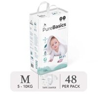 Bỉm tã dán ngày đêm Applecrumby Purebasics Diapers Tape size M – 46+2 miếng (5-10kg)