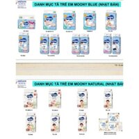 Bỉm /Tã dán quần Moony Xanh Tiêu chuẩn/ Natural đủ size Nb96/S84/M58/ L54/ L44/ Xl44