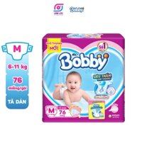 Bỉm tã dán siêu mỏng Bobby Fresh M76 ( từ 6-11kg) - HSD luôn mới