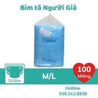 Bỉm tã người già 💥 RẺ NHẤT 💥 100 miếng bỉm dán Việt Thái giành cho người già Size M/L, mềm mại, Siêu thấm hút