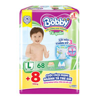 Bỉm - Tã quần Bobby Lõi Nén Thần Kỳ Size L - 68 miếng tặng thêm 8 miếng (9 - 14kg)