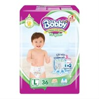 BỈM - TÃ QUẦN BOBBY SIZE L - 36 MIẾNG (CHO BÉ 9 - 13KG)