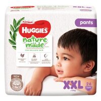 Bỉm tã quần Huggies Platinum Nature Made size XXL 26 miếng (trên 15kg)