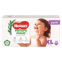 Bỉm Tã quần Huggies Platinum nature made cao cấp size XL 38 miếng (12 – 18 kg)