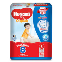 Bỉm - Tã quần Huggies size L - 68 miếng tặng 8 miếng (Cho bé 9 - 14kg)