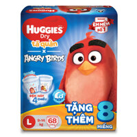 Bỉm - Tã quần Huggies size L 68 + 8 miếng (Cho bé 9-14kg) Gói Cực Đại Angry Birds Phiên Bản Giới Hạn