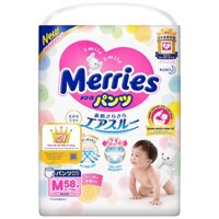 Bỉm tã quần Merries size M 58+6 miếng - NỘI ĐỊA NHẬT-Sale sale sale