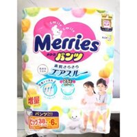 Bỉm - Tã quần Merries size XL 38 cộng 6 miếng nội địa Nhật (cho bé 12-22kg)