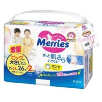 Bỉm - Tã quần Merries size XXL 26 cộng miếng (cho bé 15 - 28kg)