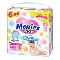 Bỉm - Tã quần Merries size M58+6 nội địa thêm miếng (Cho bé 6 - 11kg)