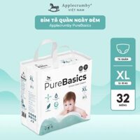 Bỉm tã quần ngày đêm Applecrumby Purebasics Diapers Pull Ups size XL – 30+2 miếng (12-18kg)
