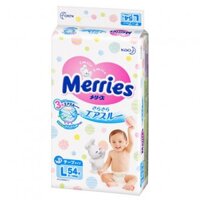 Bỉm/Tã dán Merries size L54 (cho bé 9-14kg) - 54 miếng