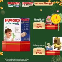 Bỉm/Tã dán/quần cho bé Huggies Nature Made thiết kế siêu mỏng size NB60/S82/M64/L54/XL44/XXL26