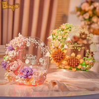 [Bingo] Đồ chơi lắp ráp khối xây dựng, Mô hình bó hoa trong chậu, có thể ghép ngẫu nhiên, Khối xây dựng Hoa hồng [Bút miễn phí + Bảng vẽ] Quà tặng sinh nhật DIY cao cấp lãng mạn (0483)