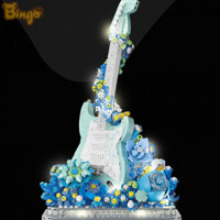 [Bingo] Đồ chơi lắp ráp khối xây dựng tự làm, Mô hình nhạc cụ Piano Violin hoa bảo quản, Đồ trang trí để bàn, Đồ chơi giáo dục, Quà tặng sinh nhật tự làm (0491)