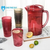 Bình 1500ml Với 4 Cốc Lớn Chất Lượng Cao Sợi Thủy Tinh Bình Đựng Nước Trái Cây Cốc C0j5