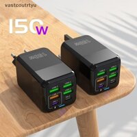 Bình 150W 6 Cổng 4USB + 2TYPE-C Sạc Cho Iphone Android Dành Cho Samsung Xiaomi Huawei PD Sạc Siêu Nhanh Bộ Chuyển Đổi Nguồn Kinh Doanh Chuyến Đi n