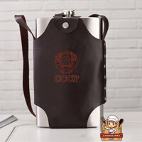 [BÌNH 3.8 LÍT] Bình tông CCCP đựng rượu Inox và bao da 3.8L hàng nặng chất lượng, chắc chắn bình đựng