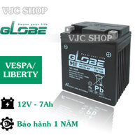 Bình Ắc Quy Globe 12V-7Ah WTZ7L-BP Dùng cho xe máy Vespa, Liberty - Bảo hành 1 năm