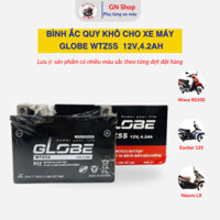 Bình ắc quy khô cho xe máy Globe WTZ5S 12V 4.2AH, bình acquy dành cho xe Wave RS100, Exciter 135, Louvo LX - GN Shop