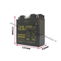Bình ắc quy khô cho xe máy Dream, Wave, Future, Sirius, Jupiter, Taurus, Mio GS GT6A 12V - 6AH