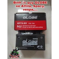 Bình ắc quy khô GLOBE WP7A-BS 12V-7AH ắc quy lùn thấp dành cho xe máy Atila, Spacy ,Vespa, Zip, Môtô